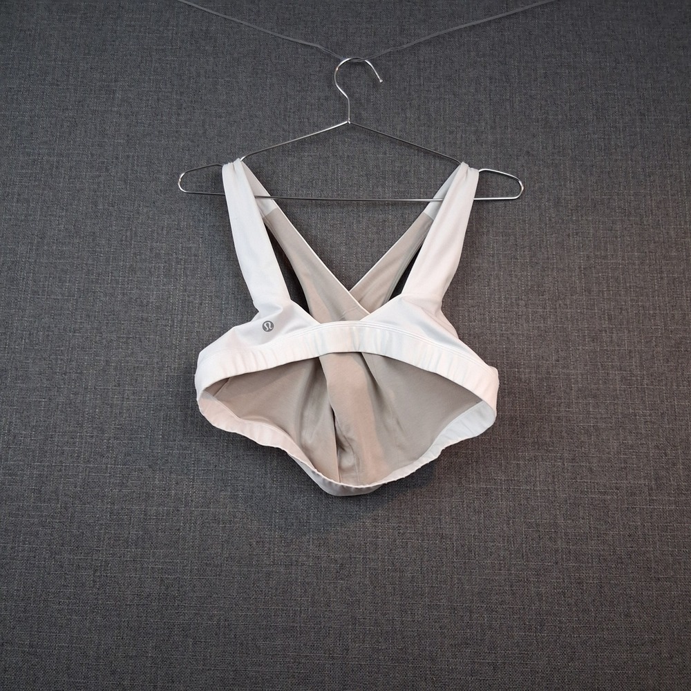 Lululemon White Wrap Front Cross Back Sports Bra Activewear Top